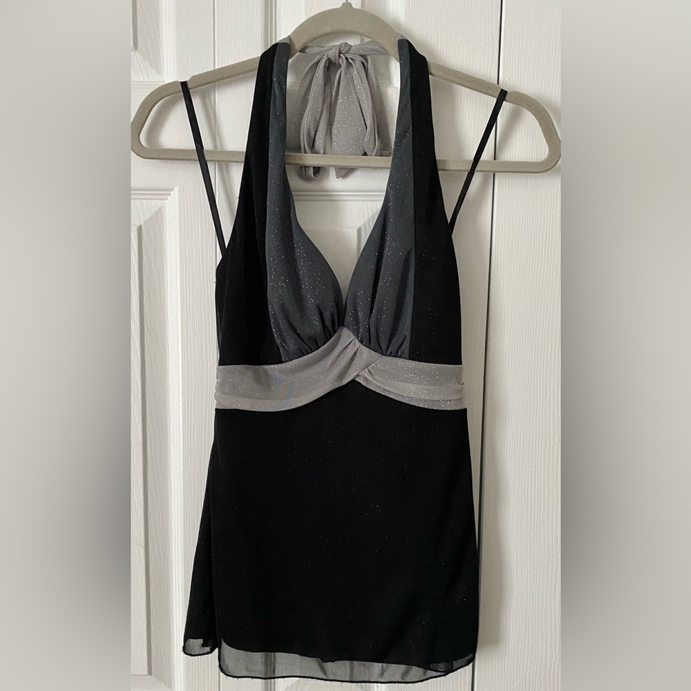 LE CHATEAU women’s glittery black and grey top xx-small